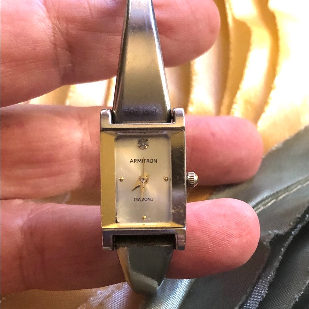 Amitron women’s bracelet watch Rectangle face silv